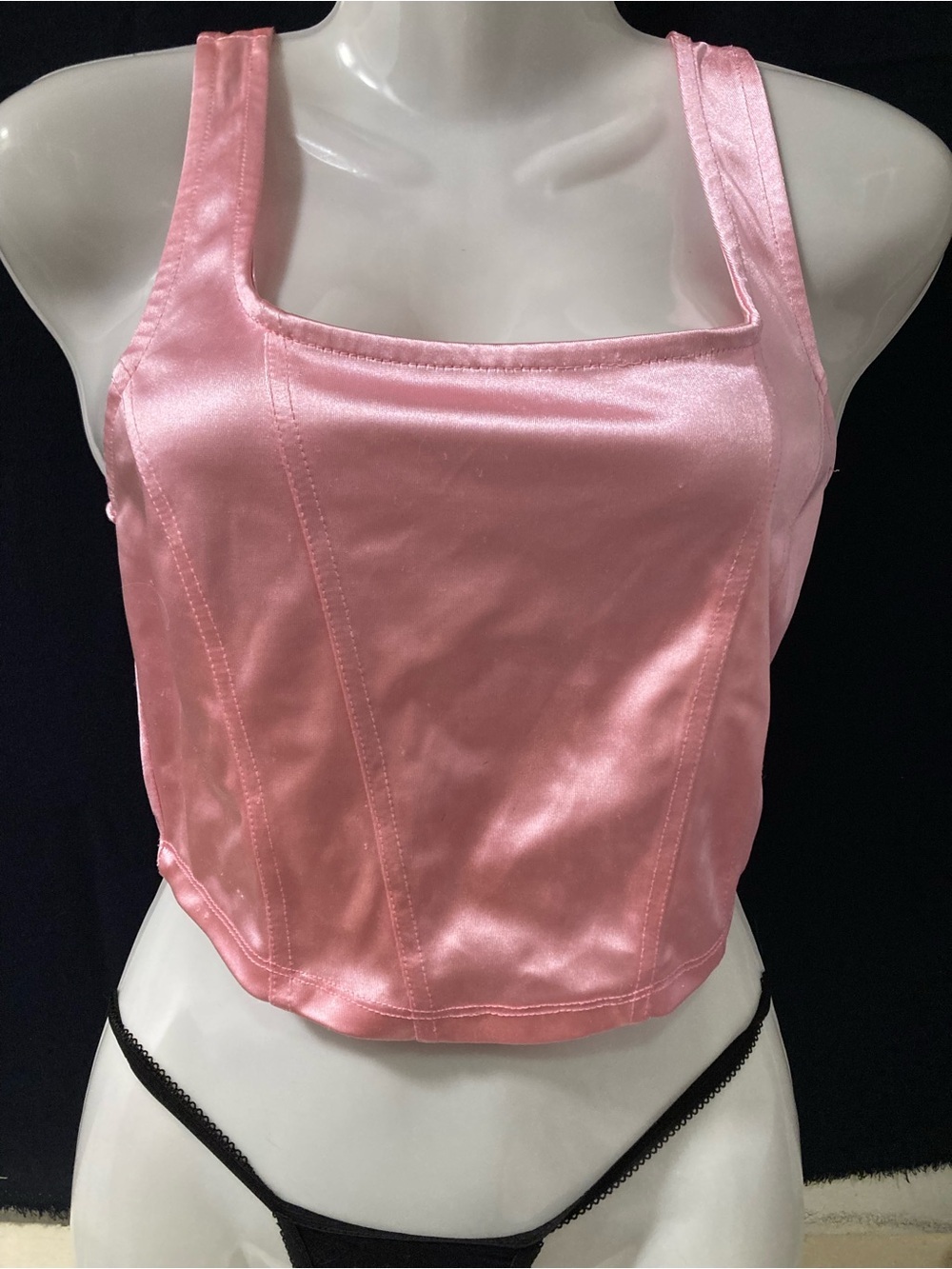 Y2K Wet Seal Pink Satin Corset Crop Top Barbiecore Coquette L